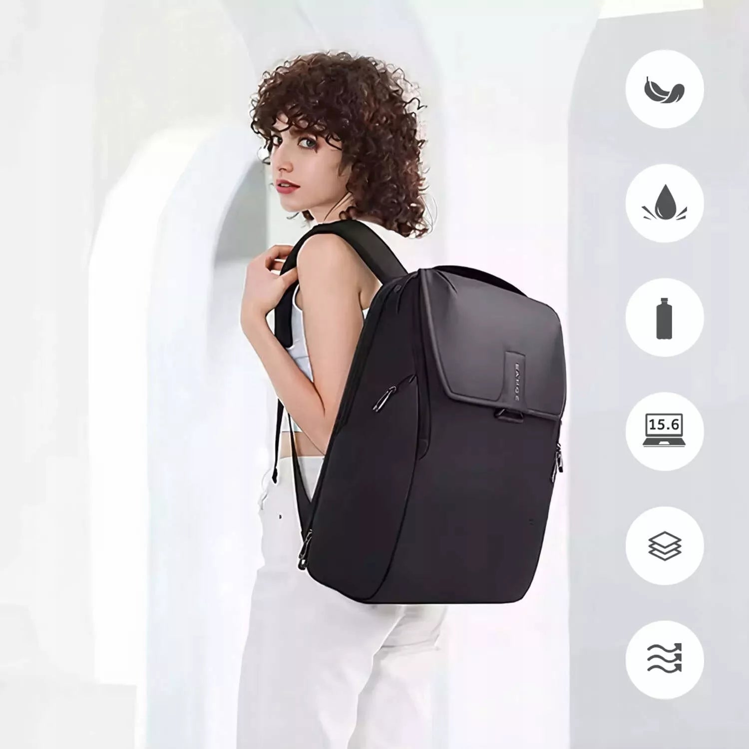 Kuprinė 15.6" nešiojamam kompiuteriui, miesto, jaunimo, USB, juoda, kelioninė, didelė