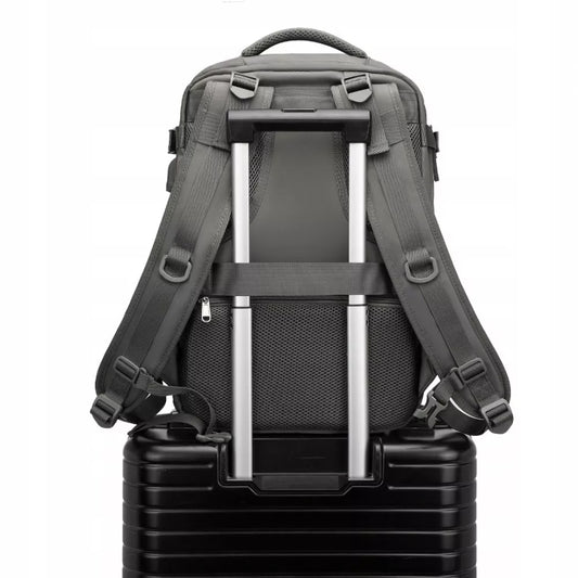 Kuprinė į lėktuvą 40x30x20 Ryanair kelioninis bagažas su USB jungtimi 25L pilka Ikaros