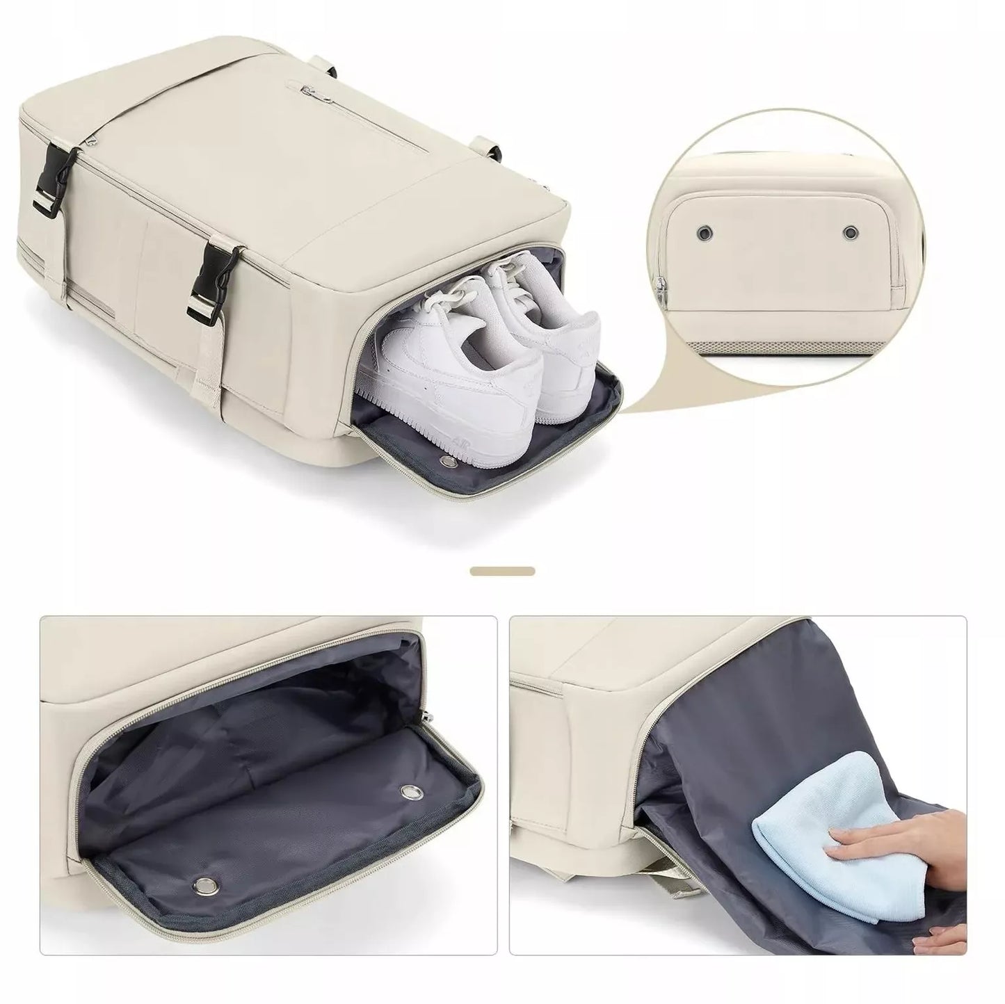 Kabininis kuprinė su USB, atspari vandeniui, rankinis bagažas 46x32x16, nešiojamam kompiuteriui iki 15,6 colio