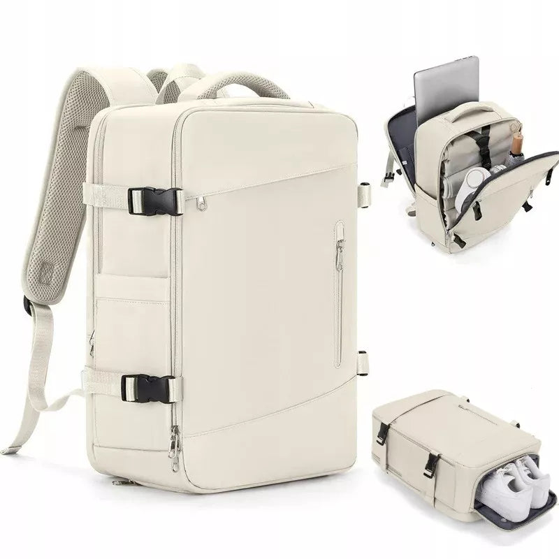 Kabininis kuprinė su USB, atspari vandeniui, rankinis bagažas 46x32x16, nešiojamam kompiuteriui iki 15,6 colio