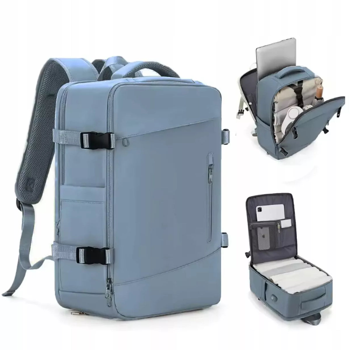 Kuprinė rankiniam bagažui 46×32×16, USB, atspari vandeniui, laptopui 15,6″