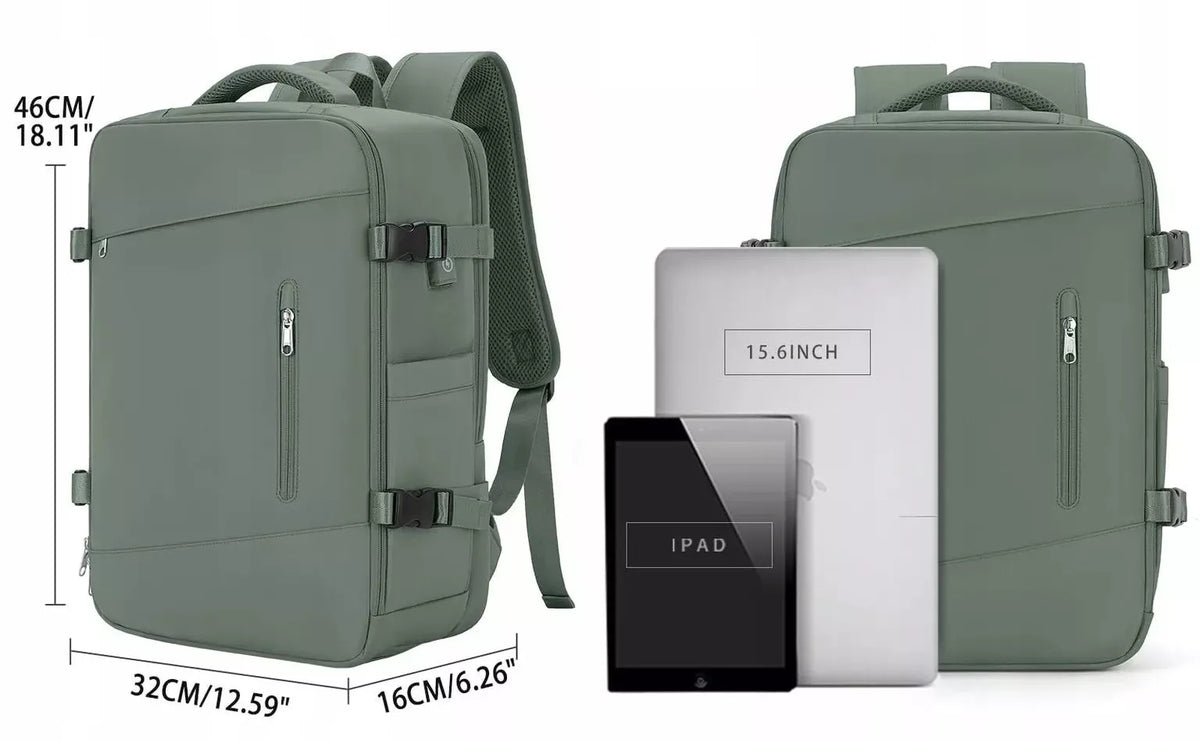 Kuprinė rankiniam bagažui 46×32×16 cm, su USB, atspari vandeniui, 16,5