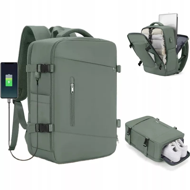 Kuprinė rankiniam bagažui 46×32×16 cm, su USB, atspari vandeniui, 16,5