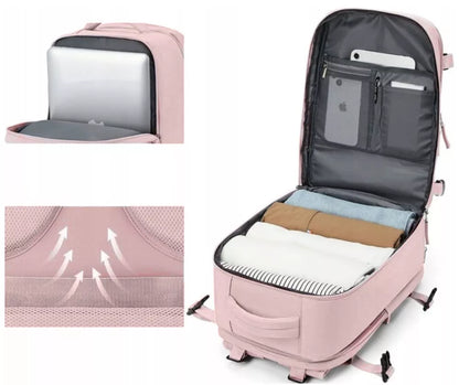 Kelioninė kuprinė 40x25x20 vandeniui atspari USB KABININIS BAGAŽAS RYANAIR WIZZAIR