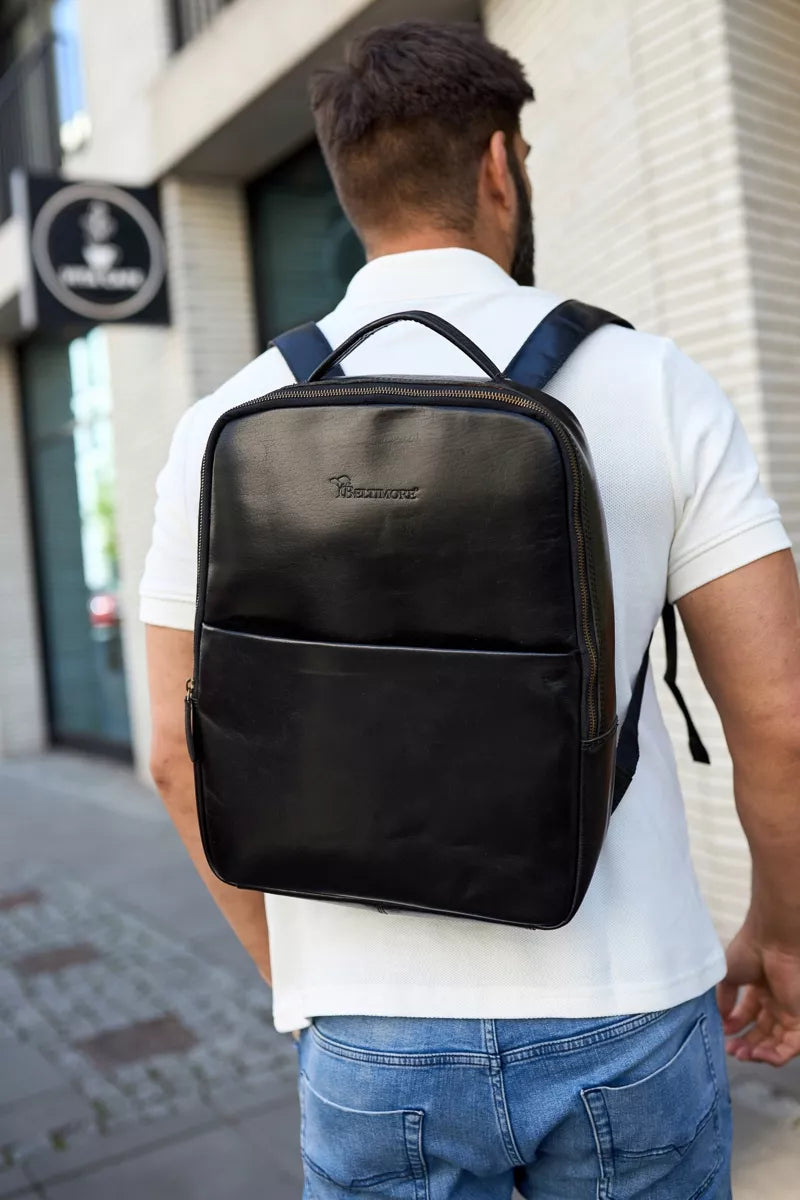 Odinė 15,6" verslo nešiojamojo kompiuterio kuprinė, didelė A4 talpos, juoda