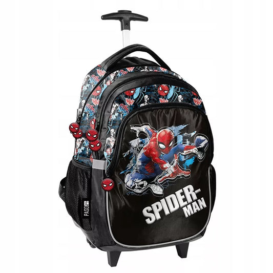 Mokyklinė kuprinė ant ratukų berniukui, 1-3 klasėms, Spiderman, juoda