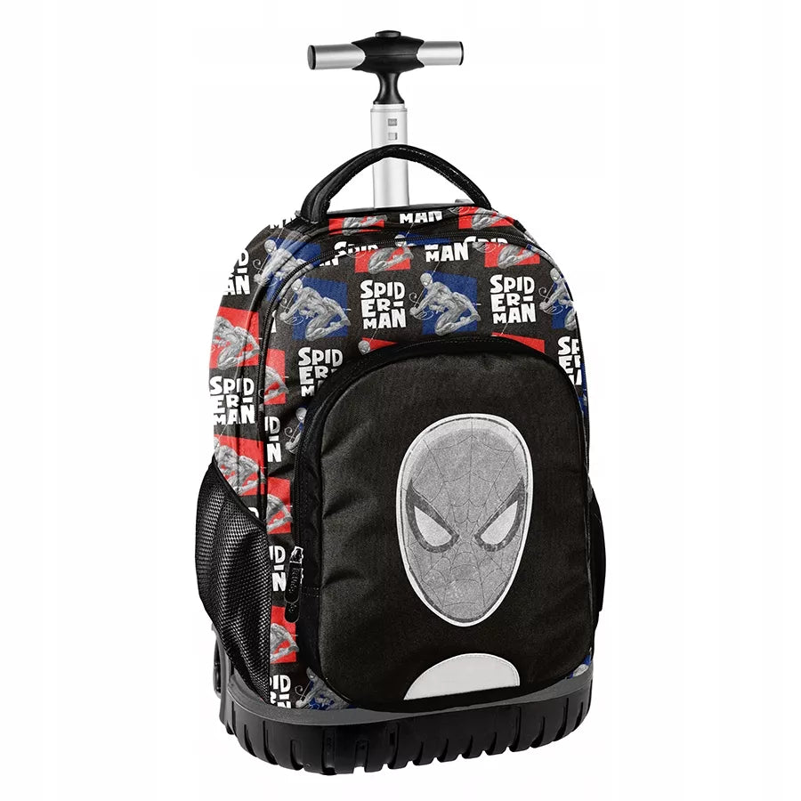 Mokyklinė kuprinė ant ratukų, daug skyrių, „Spiderman“