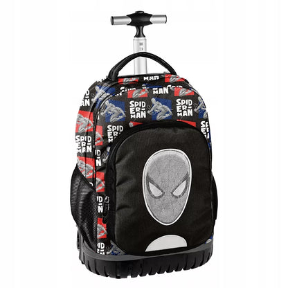 Mokyklinė kuprinė ant ratukų, daug skyrių, „Spiderman“