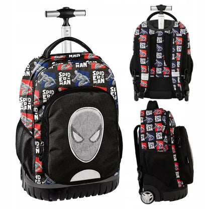 Mokyklinė kuprinė ant ratukų, daug skyrių, „Spiderman“