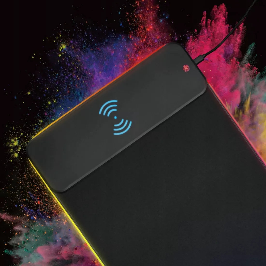Šviečiantis RGB Žaidimų pelės kilimėlis XL 80x30 + QI įkroviklis