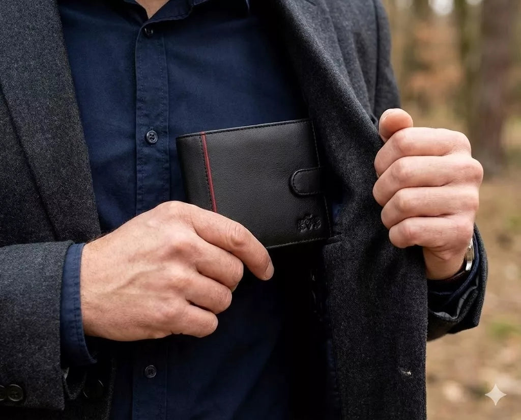 Vyriška odinė juoda piniginė, horizontali, natūrali oda, RFID apsauga ZAGATTO