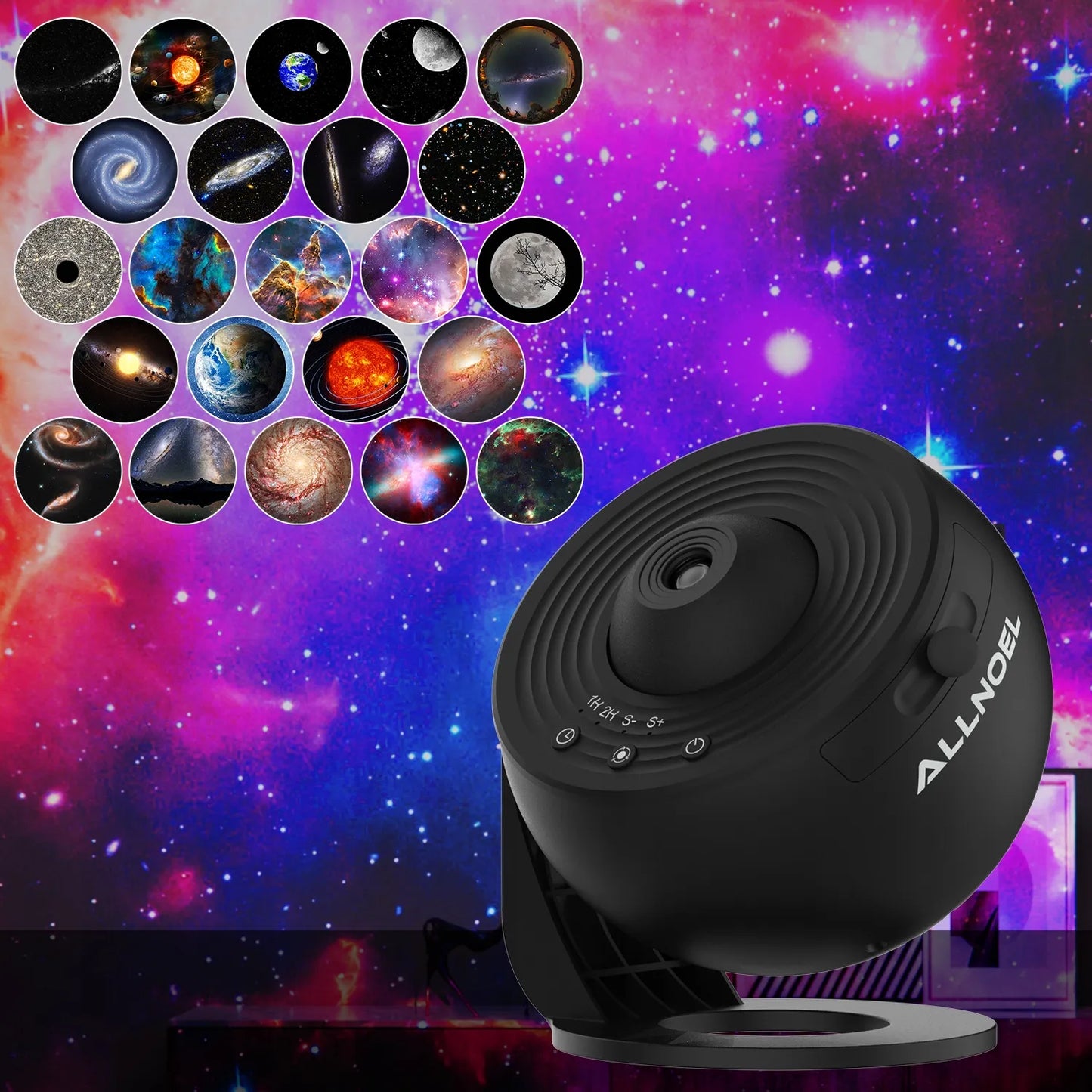 Planetarium projektorius su 23 LED projekcijomis juodas