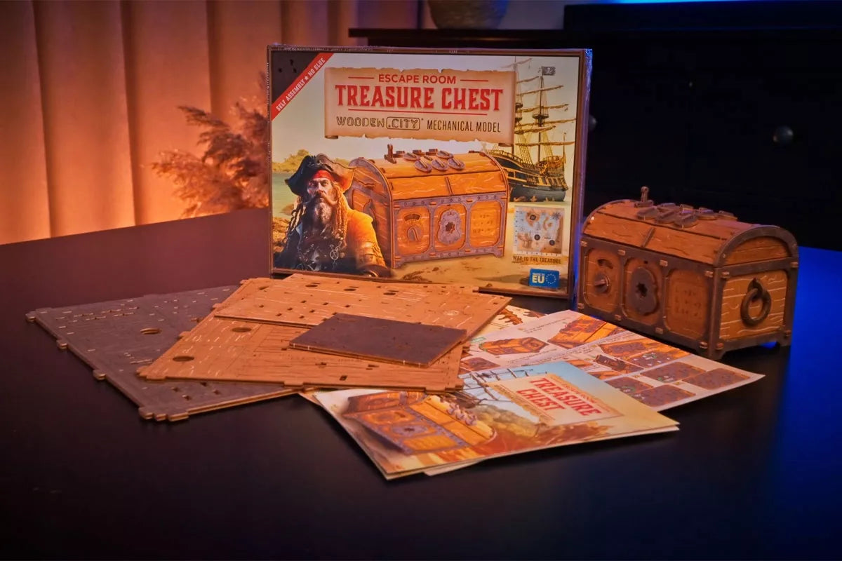 3D Dėlionė Medinis Galvosūkis Escape Room Lobių Skrynia Loginis Žaidimas