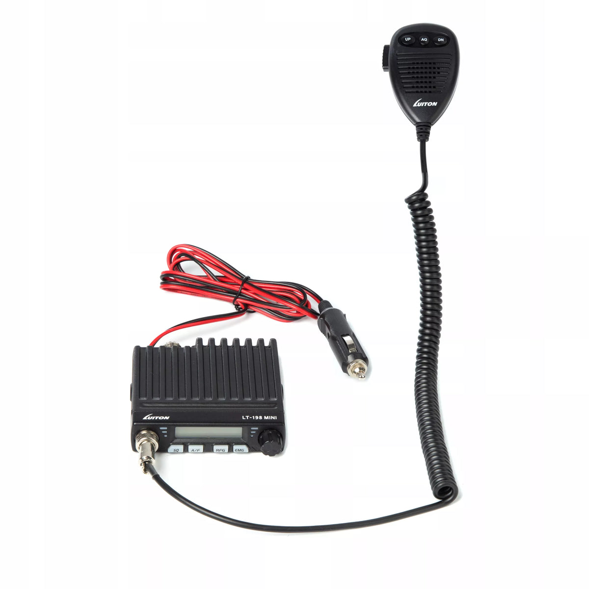LUITON LT-198 MINI CB RADIJAS 12V/24V SUKABULIUOTAS CIGAREČIŲ PRIETAISO KIŠTUKAS AM FM