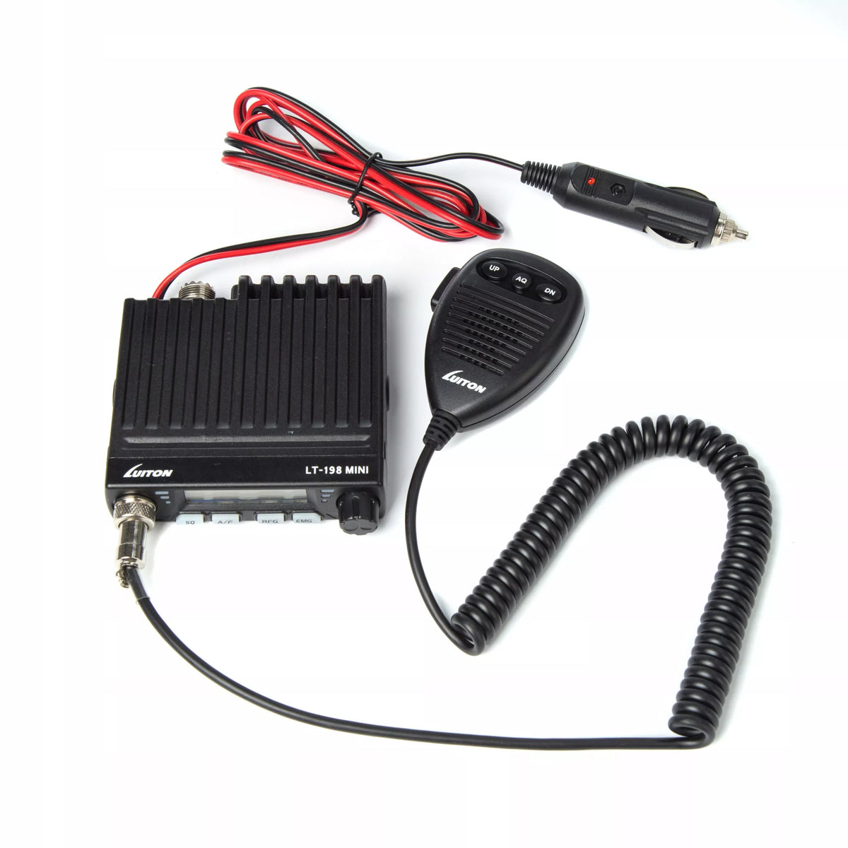 LUITON LT-198 MINI CB RADIJAS 12V/24V SUKABULIUOTAS CIGAREČIŲ PRIETAISO KIŠTUKAS AM FM