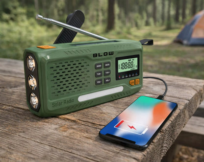 RADYJAS KRANKOWY PRZENOŚNY KUCHENNY SOLARNY DYNAMO LATARKA POWERBANK 4500mAh