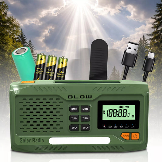 RADYJAS KRANKOWY PRZENOŚNY KUCHENNY SOLARNY DYNAMO LATARKA POWERBANK 4500mAh
