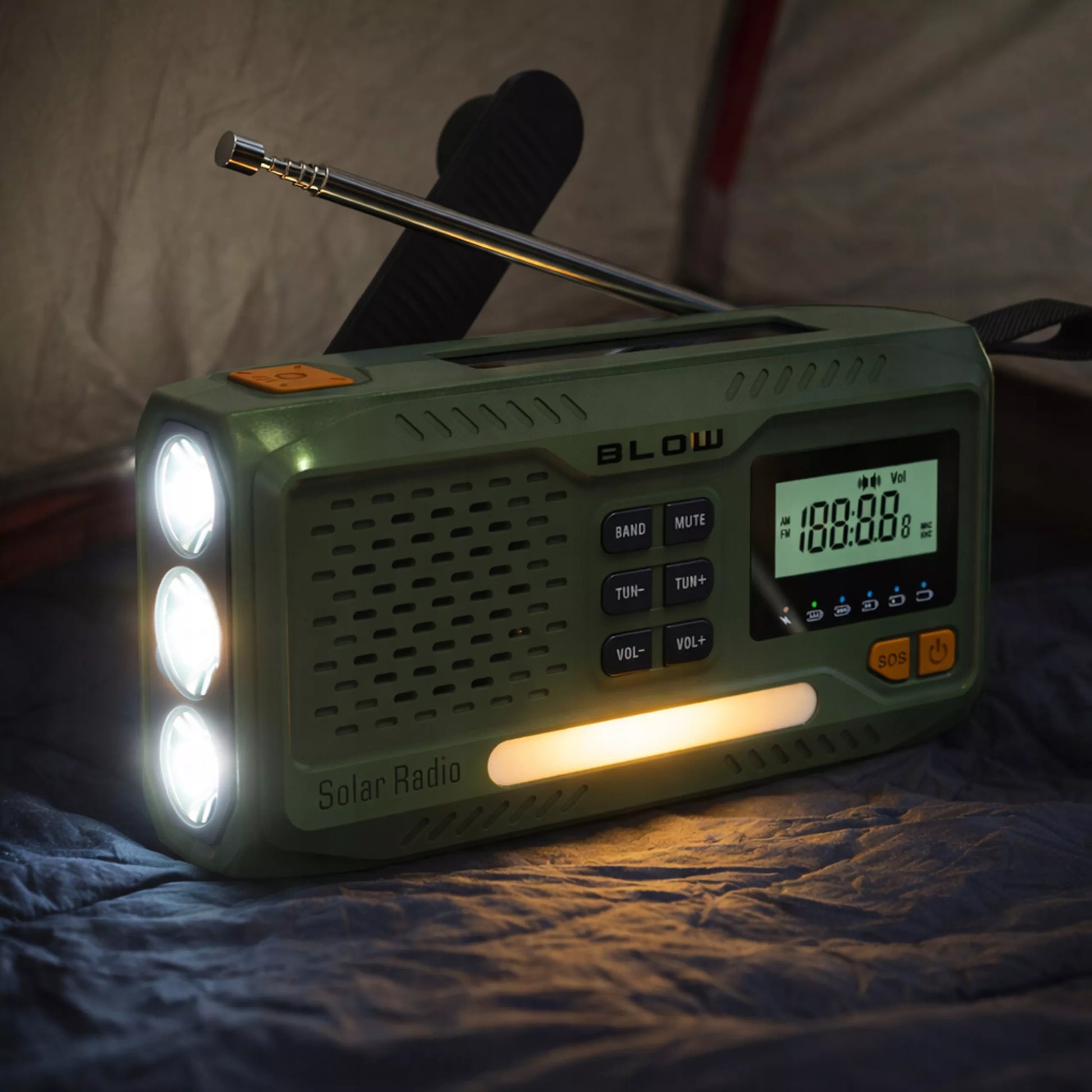RADYJAS KRANKOWY PRZENOŚNY KUCHENNY SOLARNY DYNAMO LATARKA POWERBANK 4500mAh