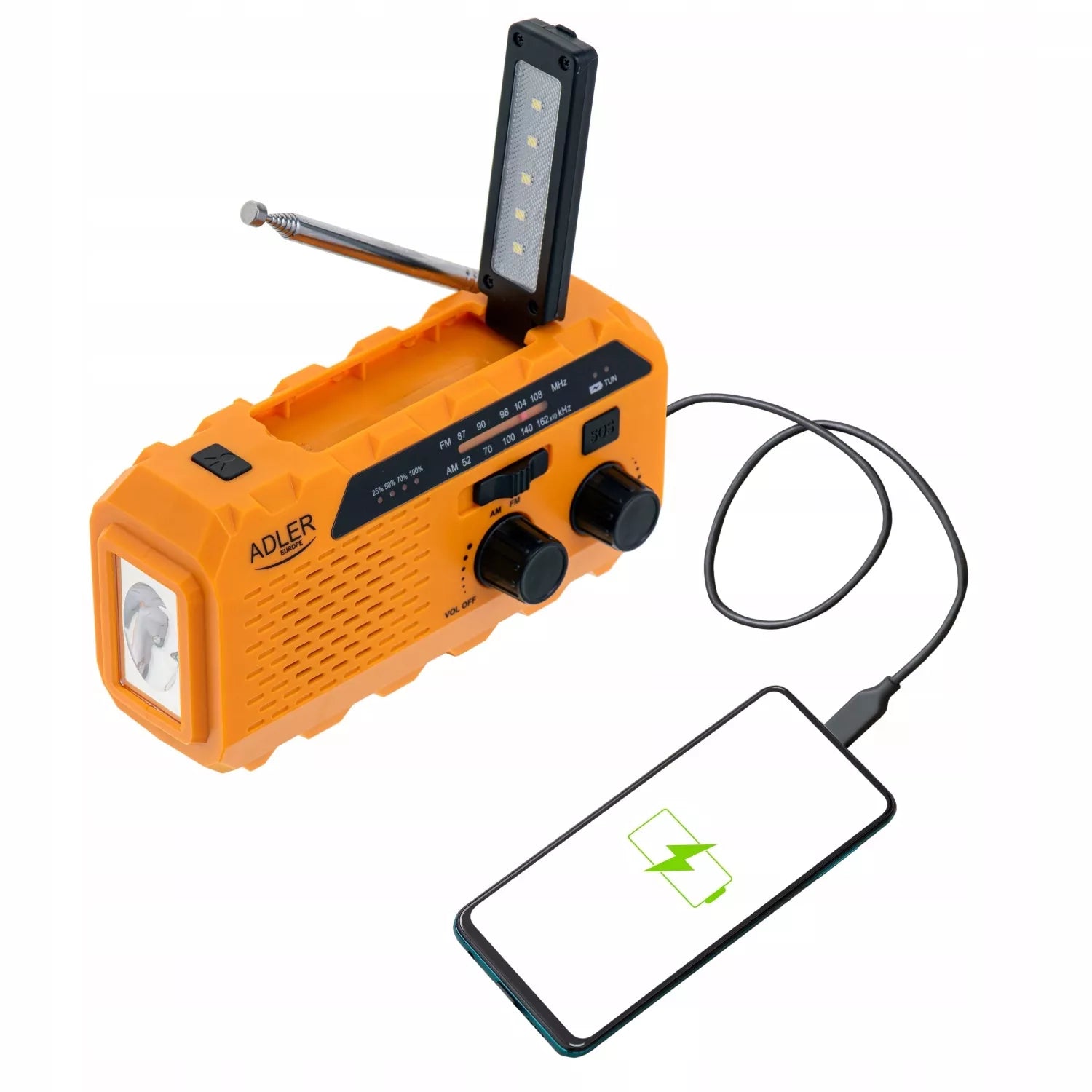 NEŠIOJAMA RADYJA SU DYNAMO IR SAULĖS ĮKROVIMU, VIRTUVINĖ, ŽIBINTĖLIS, POWERBANK