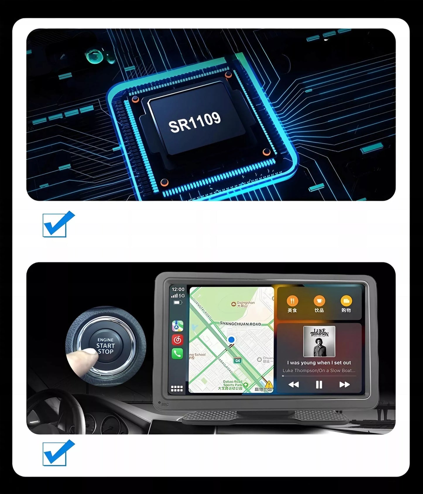 Automobilinis multimedijos grotuvas su CarPlay / Android Auto