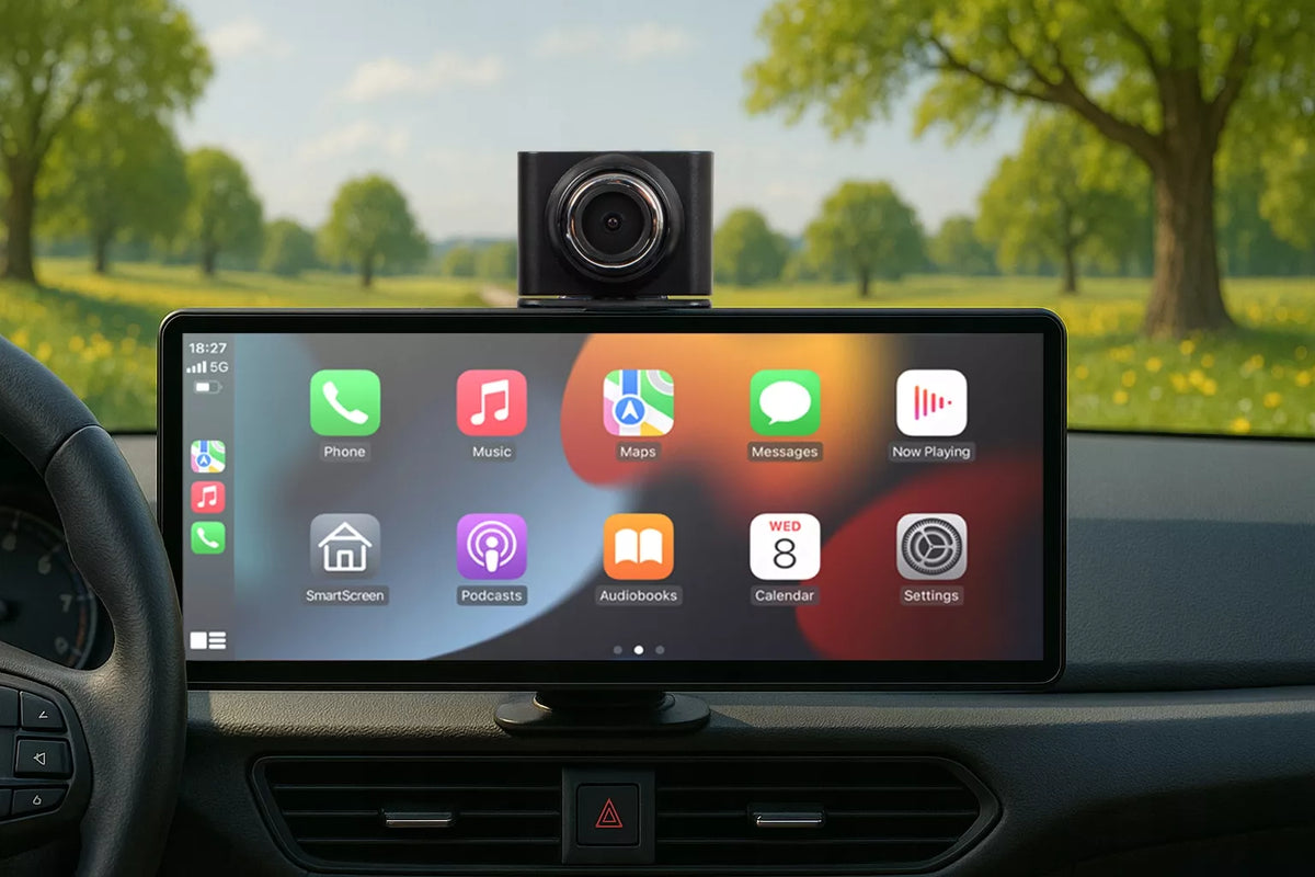 Automobilinis radijas, multimedijos stotis, monitorius su Carplay, kamera, Android Auto