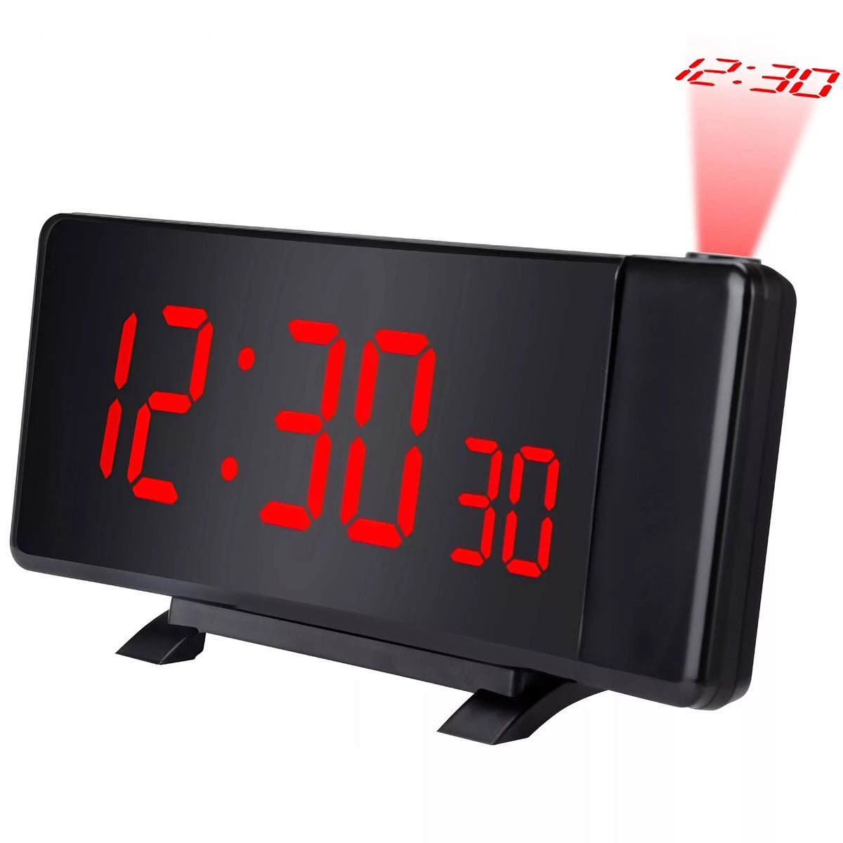 ŽADINTUVAS LAIKRODIS SU PROJEKTORIUMI JUODAS USB GARSUS ŽADINTUVAS XL LED EKRANAS