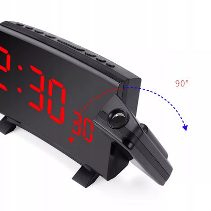 ŽADINTUVAS LAIKRODIS SU PROJEKTORIUMI JUODAS USB GARSUS ŽADINTUVAS XL LED EKRANAS
