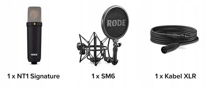 Røde NT1 Signature Black studijinis kondensatorinis mikrofonas dainavimui ir kalbėjimui