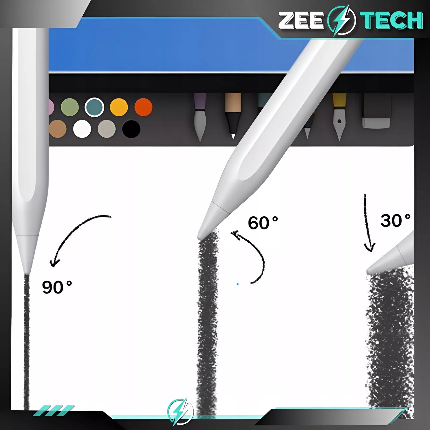 Stylus rašiklis iPad planšetėms (Air, Pro, Mini) – 2 kartos, 4 antgaliai