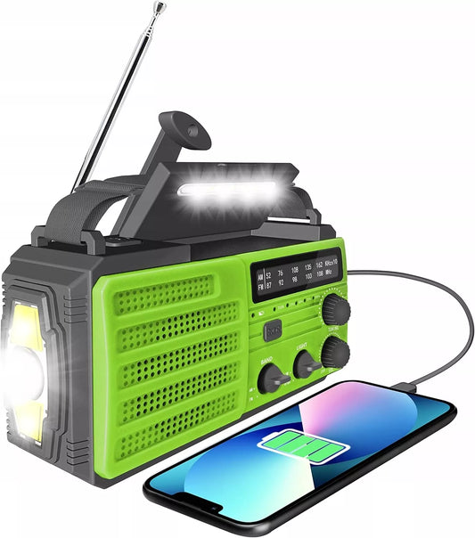Avarinis radijas išgyvenimui su rankenėle, saulės energija, Powerbank 8000mAh su SOS aliarmu