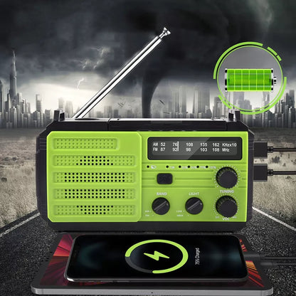 Avarinis radijas išgyvenimui su rankenėle, saulės energija, Powerbank 8000mAh su SOS aliarmu