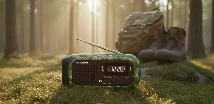 Radio žadintuvas FM LED SOS SOLAR Dynamo Power Bank Blaupunkt ER20GC SURVIVAL
