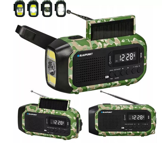 Radio žadintuvas FM LED SOS SOLAR Dynamo Power Bank Blaupunkt ER20GC SURVIVAL
