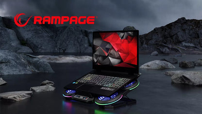 Žaidimų aušinimo stovas Rampage PROTE R6 – 10–17", RGB, reguliuojamas