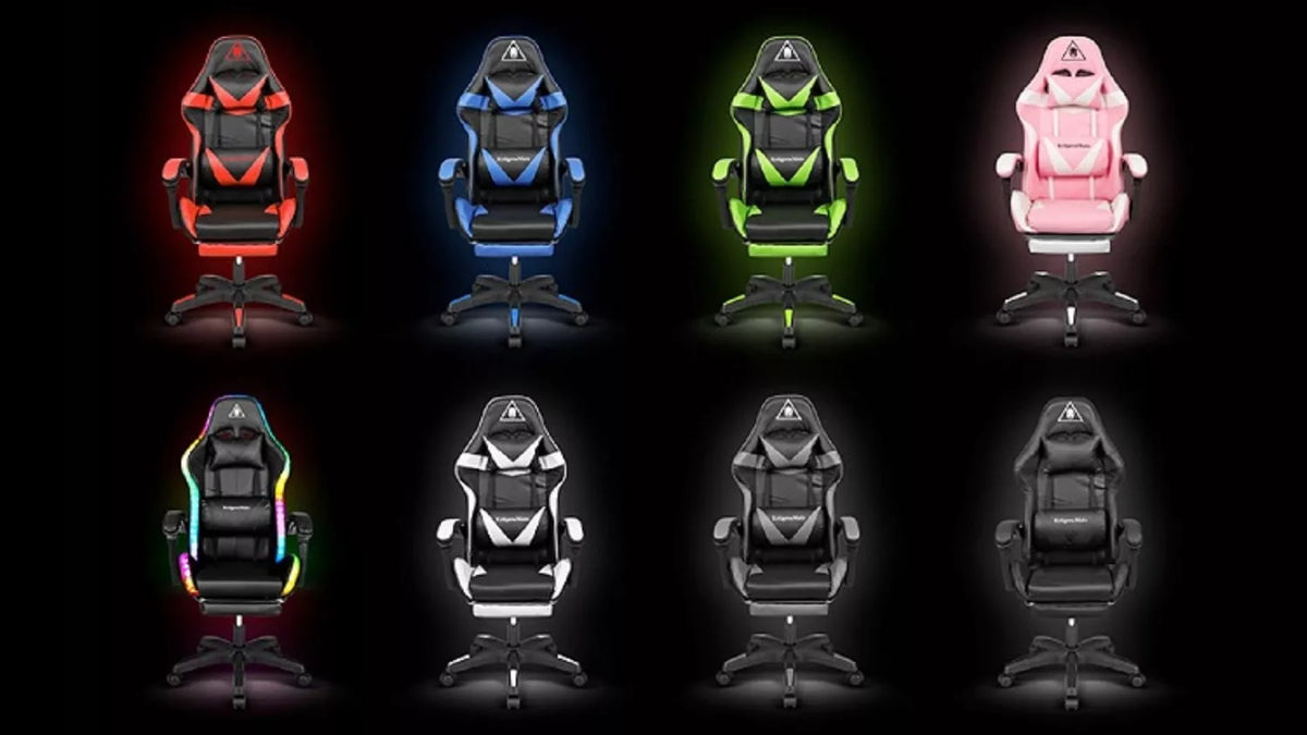 Reguliuojama žaidimų kėdė – LED RGB, kojų atrama, valdymas nuotoliniu pulteliu