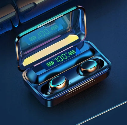 Belaidės Bluetooth ausinės su įkrovimo dėklu