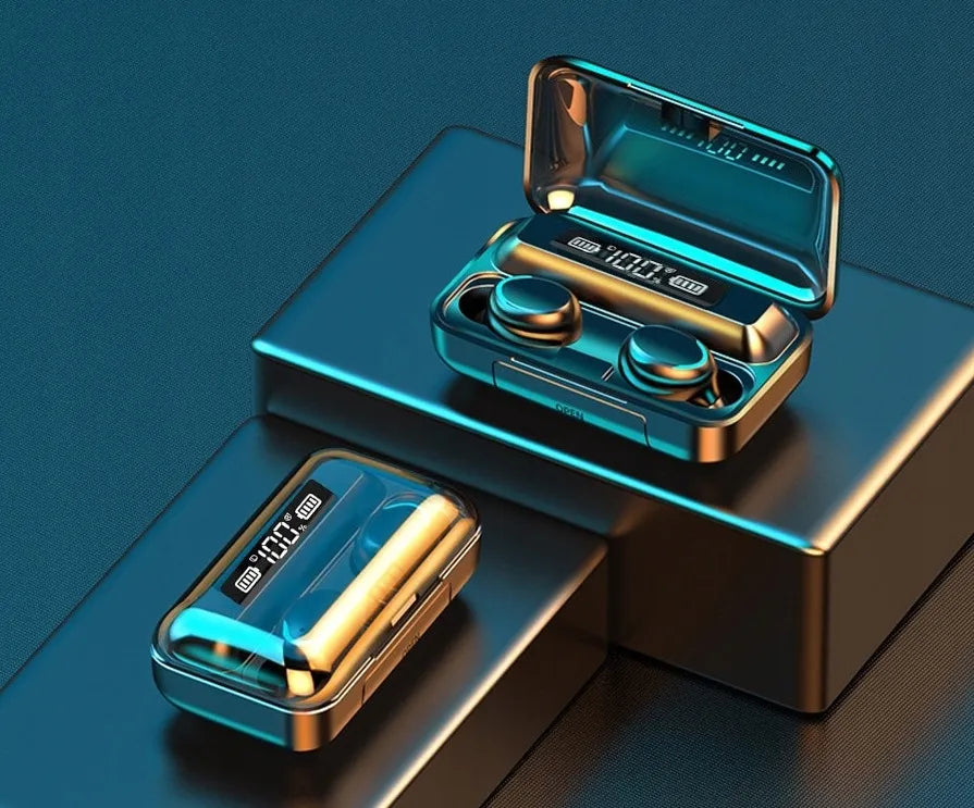 Belaidės Bluetooth ausinės su įkrovimo dėklu
