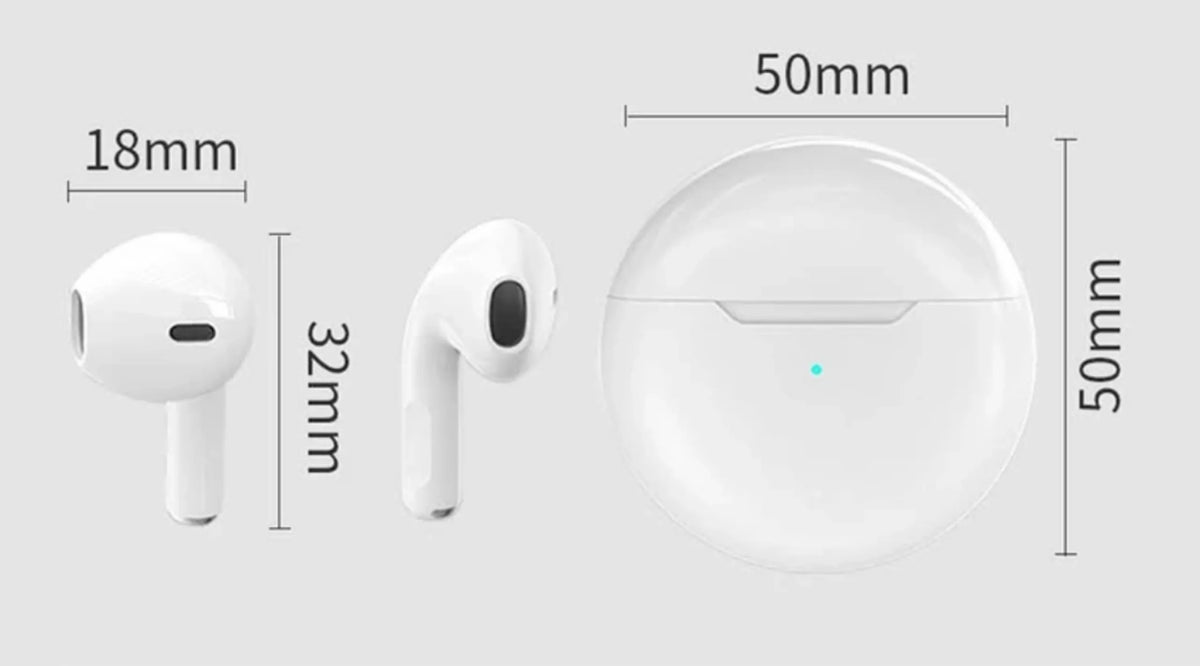 Belaidės ausinės Pro 6 Bluetooth 5.3 + maitinimo blokas + USB-C laidas