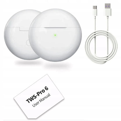 Belaidės ausinės Pro 6 Bluetooth 5.3 + maitinimo blokas + USB-C laidas