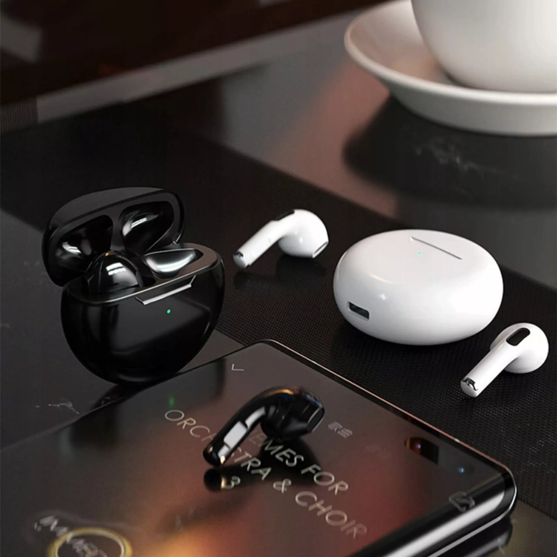 Belaidės ausinės Pro 6 Bluetooth 5.3 + maitinimo blokas + USB-C laidas