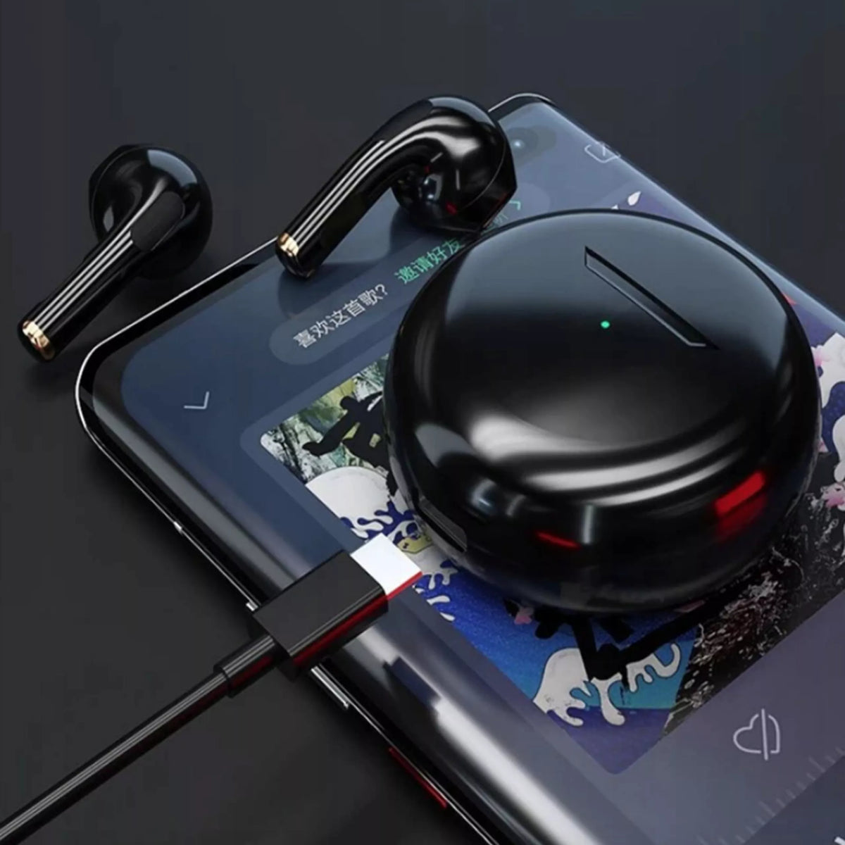 Belaidės ausinės Pro 6 Bluetooth 5.3 + maitinimo blokas + USB-C laidas