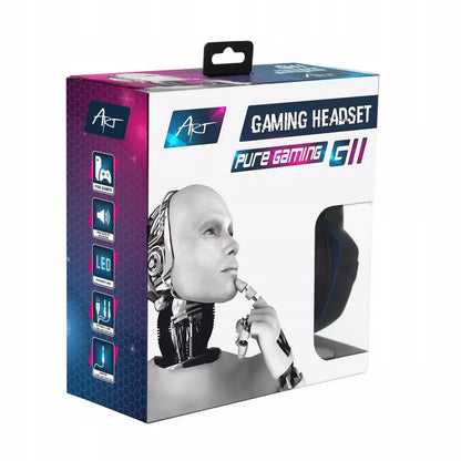 Žaidimų ausinės „ART G11“ su mikrofonu ir LED apšvietimu