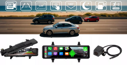 IŠMANIOJI AUTOMOBILIO KAMERA VAŽIAVIMO ĮRAŠAS GALINIO VAIZDO VEIDRODĖLIS 2K QHD DVR 10,88