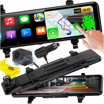 IŠMANIOJI AUTOMOBILIO KAMERA VAŽIAVIMO ĮRAŠAS GALINIO VAIZDO VEIDRODĖLIS 2K QHD DVR 10,88