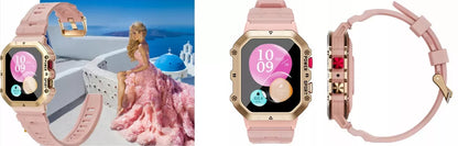 SMARTWATCH MOTERIŠKAS ROŽINIS SMS ŽINGSNIAI LENKIŠKAS MENIU SKAMBUČIAI