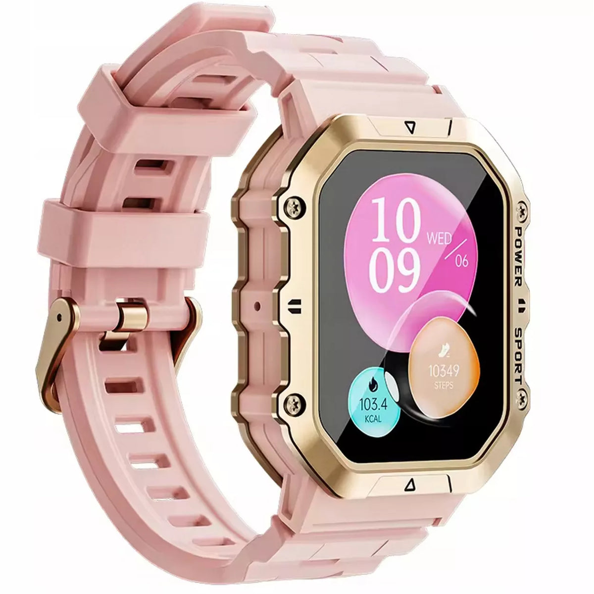 SMARTWATCH MOTERIŠKAS ROŽINIS SMS ŽINGSNIAI LENKIŠKAS MENIU SKAMBUČIAI