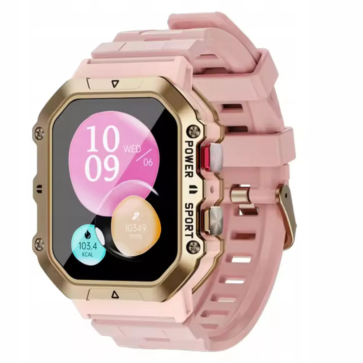 SMARTWATCH MOTERIŠKAS ROŽINIS SMS ŽINGSNIAI LENKIŠKAS MENIU SKAMBUČIAI
