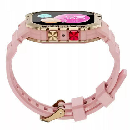 SMARTWATCH MOTERIŠKAS ROŽINIS SMS ŽINGSNIAI LENKIŠKAS MENIU SKAMBUČIAI