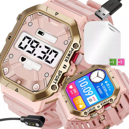 SMARTWATCH MOTERIŠKAS ROŽINIS SMS ŽINGSNIAI LENKIŠKAS MENIU SKAMBUČIAI