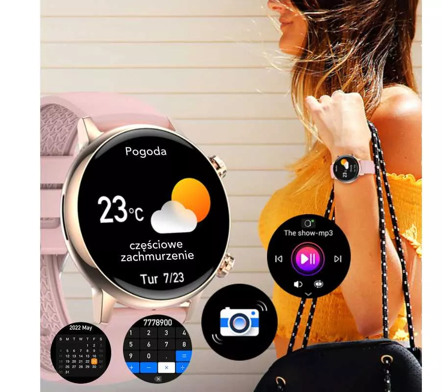 SMARTLAIKRODIS MOTERIŠKAS SMARTBAND PULSAS EKG SMS ŽINGSNIAI MENIU PL PRO WATCH